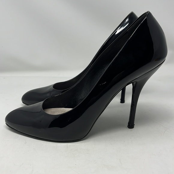 GUCCI PATENT BLACK LEATHER CLASSIC HEELS STILETTOS MADE IN ITALY SIZE 9.5 - Picture 1 of 16